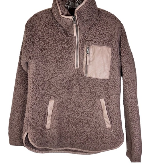 Abercrombie & Fitch Sherpa 1/2 zip pullover fleece jacket size large - Picture 1 of 5